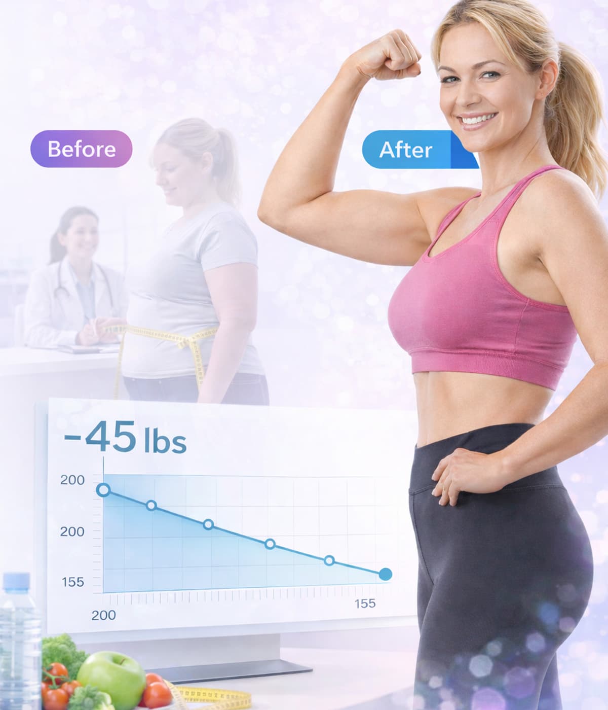 Patient celebrating successful weight loss results